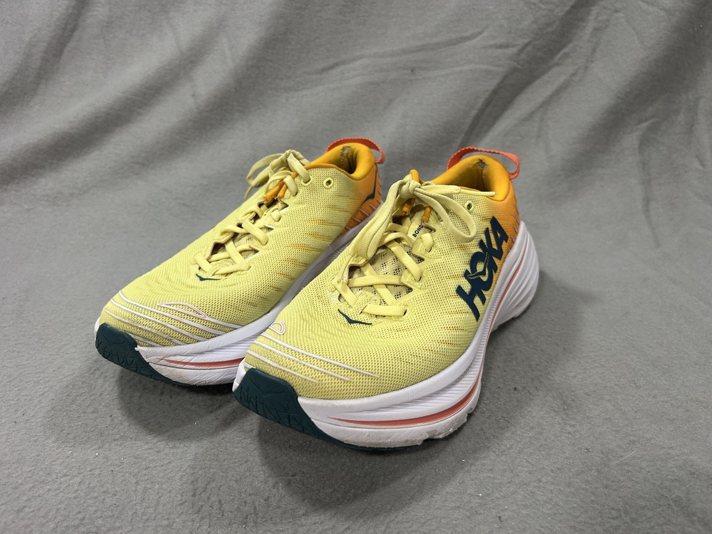 Hoka One One Bondi X Shoes Womens Size 9.5B Yellow Road Running Cushioned